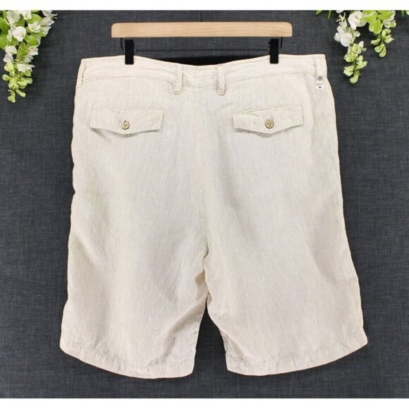 Tommy Bahama Relax Men's 100% Linen Shorts Neutral Stripes Sz 38 - Picture 2 of 6